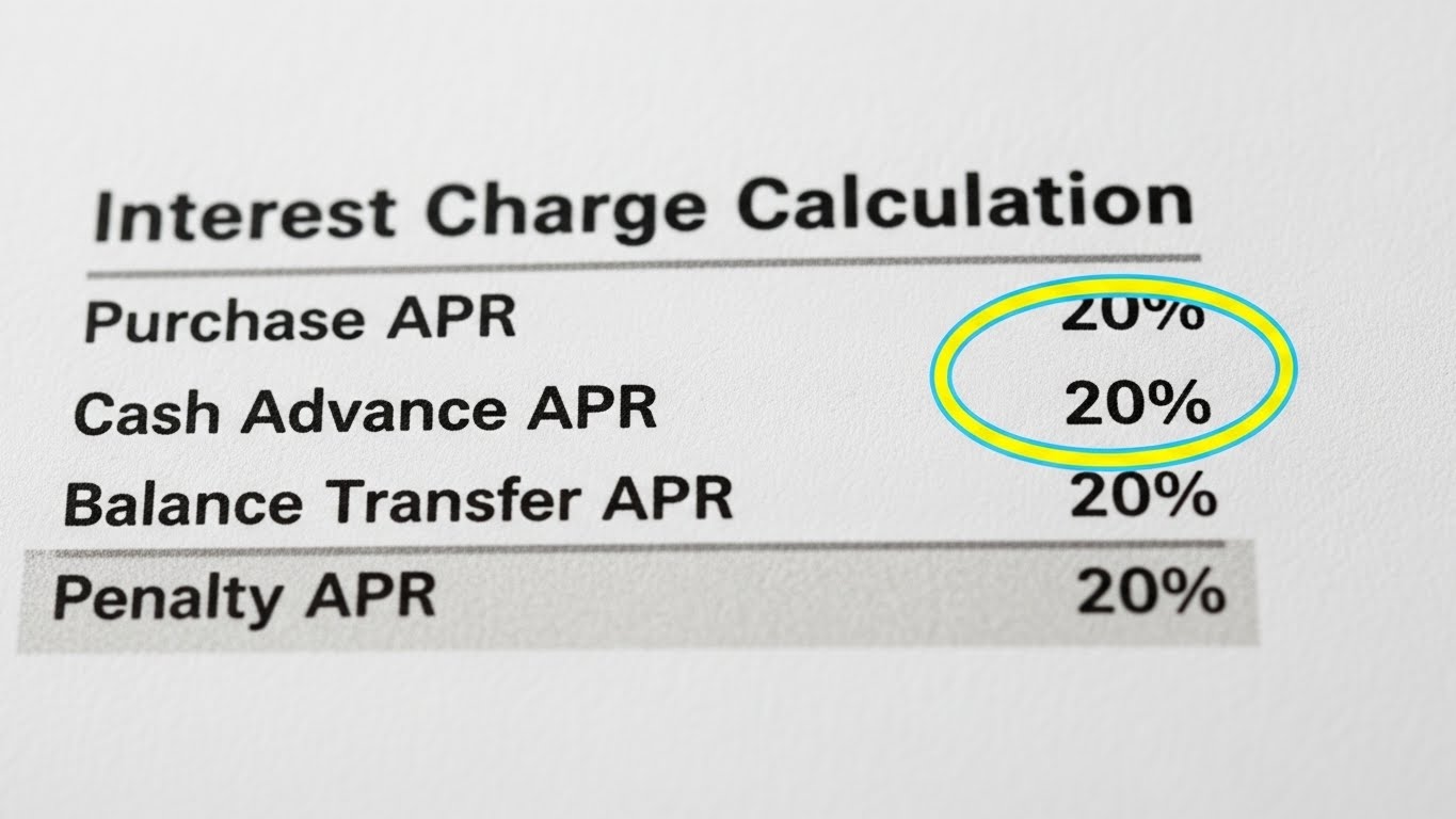 Close-up of a credit card statement showing the interest charge calculation section